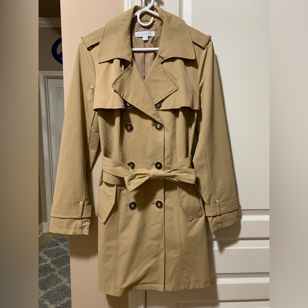 New York & Company Beige Double-Breasted Trench Coat